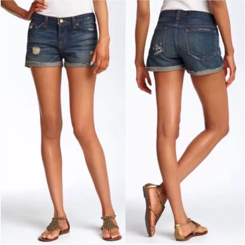 J Brand Distressed Boyfriend Mid Rise Mako Denim Shorts‎ - Women’s 29